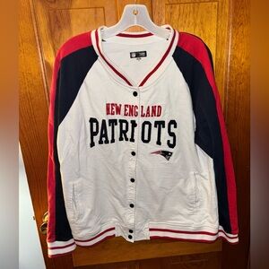 NFL Women's Patriots Varsity Jacket - Red, White, and Navy
